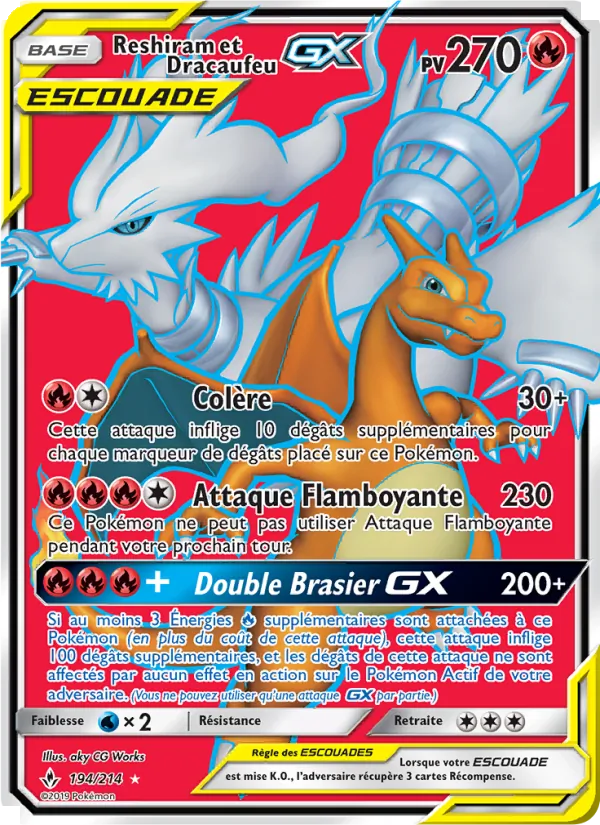 Reshiram et Dracaufeu GX 194/214
