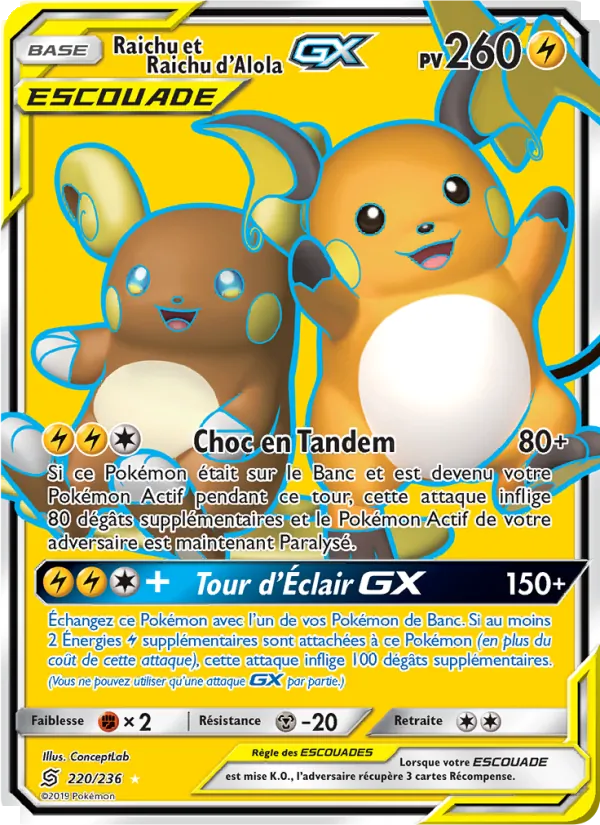 Raichu et Raichu d’Alola GX 220/236