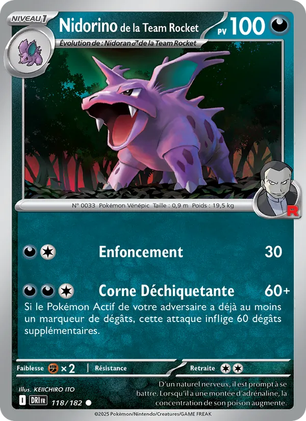 Nidorino de la Team Rocket 118/182